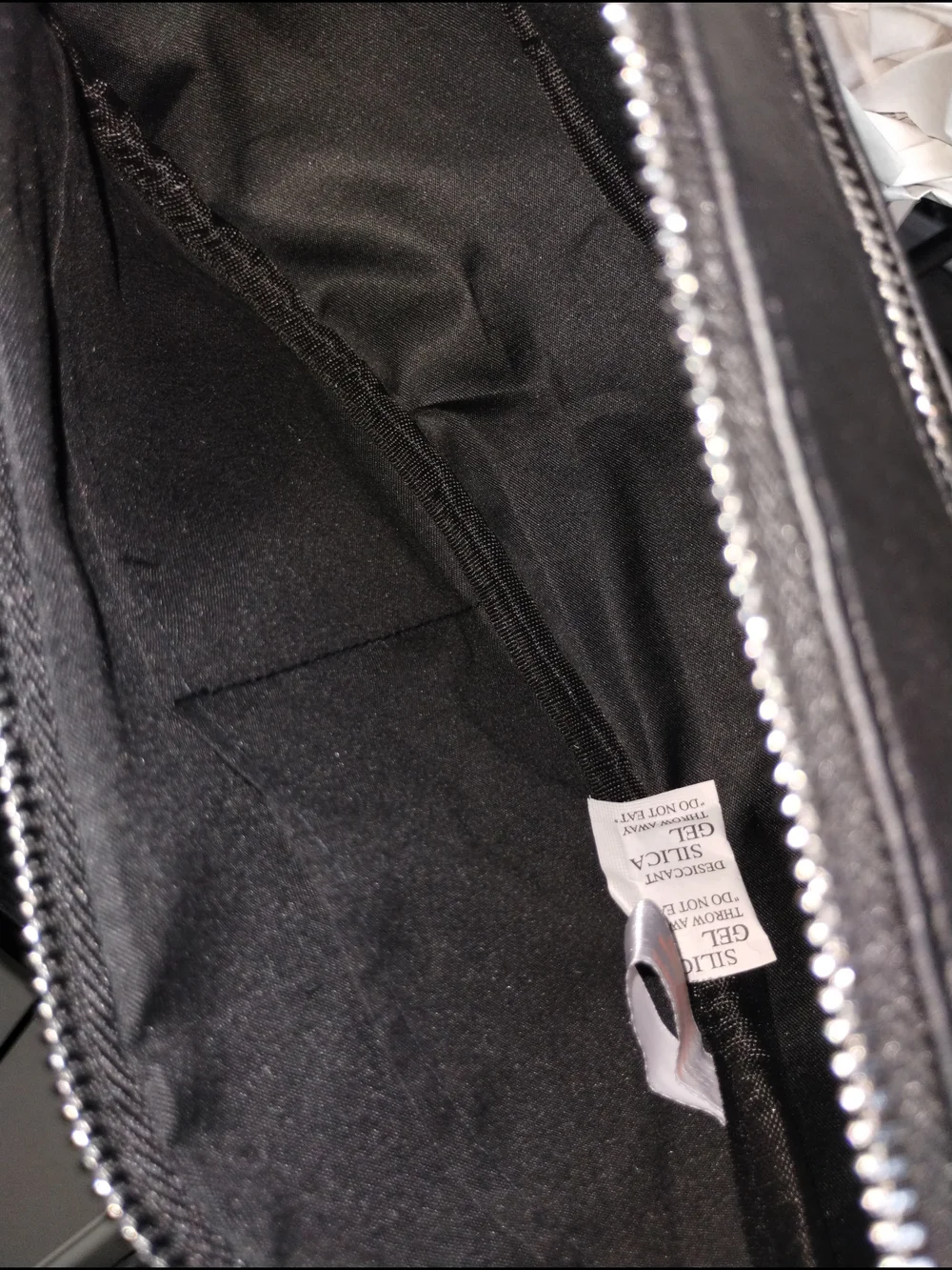 Black Vegan Leather Shoulder Bag with Patterned Strap